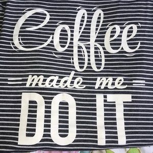 A striped blouse with a saying